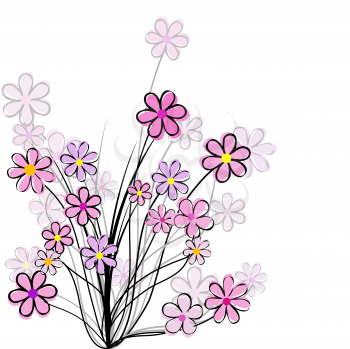 Royalty Free Clipart Image of a Pink Flowers on a White Card