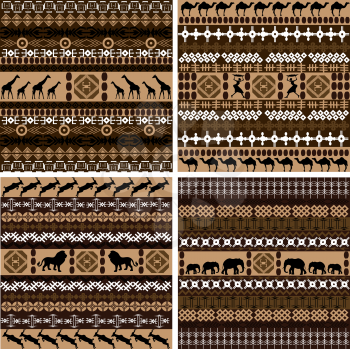 Royalty Free Clipart Image of Four Backgrounds in an African Motif