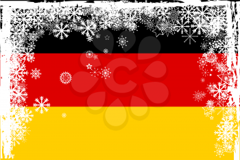 Royalty Free Clipart Image of a German Flag With Snowflakes