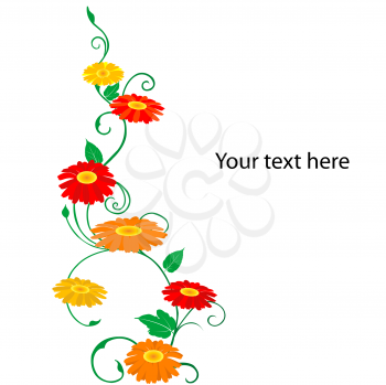 Royalty Free Clipart Image of a Card With Flowers Up the Side