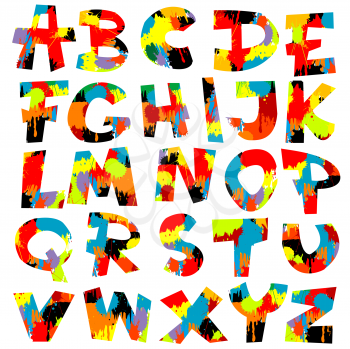 Royalty Free Clipart Image of a Paint Splashed Alphabet