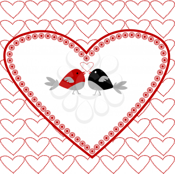 Royalty Free Clipart Image of Birds in a Heart