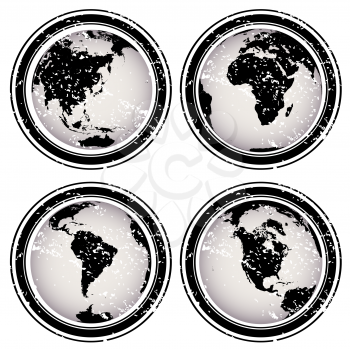 Royalty Free Clipart Image of Earth Globe Stamps