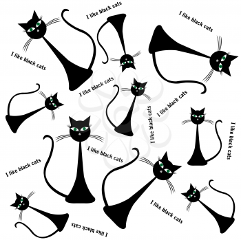 Royalty Free Clipart Image of a Background With Black Cats