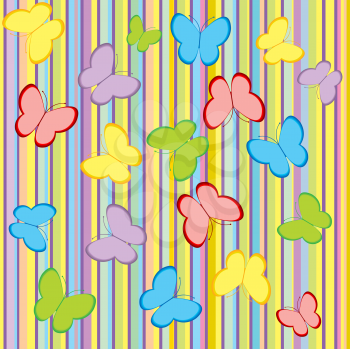 Royalty Free Clipart Image of a Striped Butterfly Background