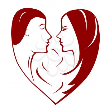 Royalty Free Clipart Image of a Couple in a Heart Shape