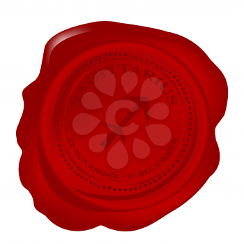 Royalty Free Clipart Image of a Wax Seal With a Sagittarius Symbol