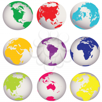 Colored Earth globes
