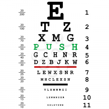 Optical eye test with push message