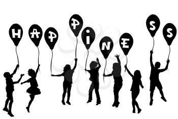 Royalty Free Clipart Image of a Children With a Balloon Message