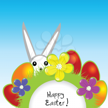 Easter card with bunny and eggs