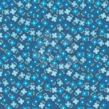 Romantic floral seamless pattern of blue flowers forget me not