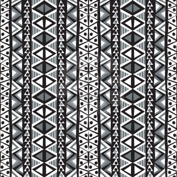 Black and white ethnic motifs background in doodle style