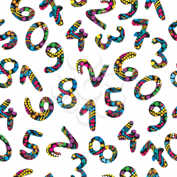 Colorful numbers seamless pattern