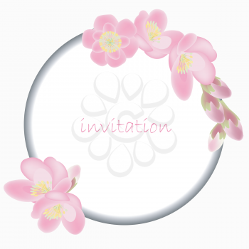 Invitation greeting card with blossom sakura flowers