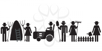 Set of farm farmer worker pictograms