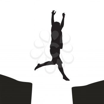 Man silhouette jumping over a gap