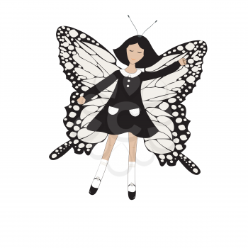 Butterfly girl abstract illustration on white background