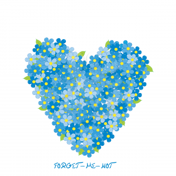 Heart made of forget-me-not flowers