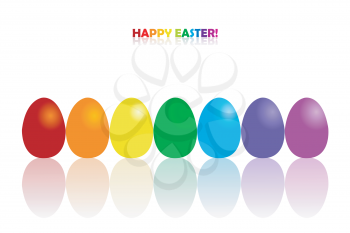 Easter greeting card with rainbow colors eggs