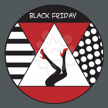Black Friday poster design with black legs in red shoes