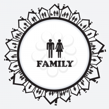 Family icon with families in house. A house for everyone concept