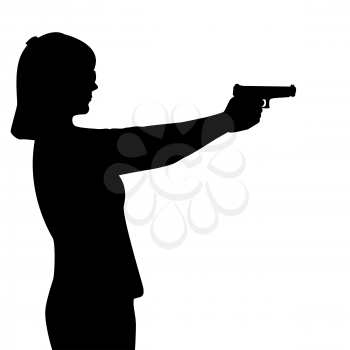 Silhouette of woman with a gun