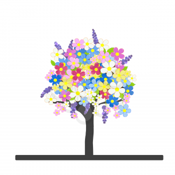 Spring flowering tree with colorful blossom