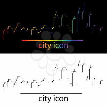 Set of modern city skyline icon