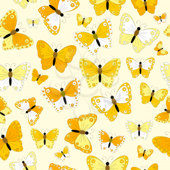 Yellow butterflies seamless on yellow background
