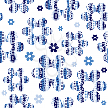 Seamless pattern with flowers in blue colors