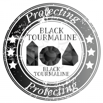 Rubber stamp with Black Tourmaline gems