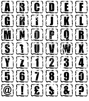 Royalty Free Clipart Image of a Set of Letters and Numbers