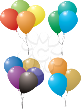 Royalty Free Clipart Image of a Collection of Balloon Bouquets