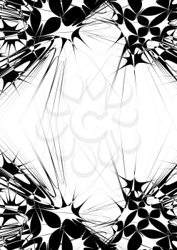 Royalty Free Clipart Image of a Black and White Exploding Frame