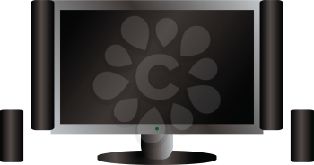 Royalty Free Clipart Image of a Flat Screen TV With Speakers