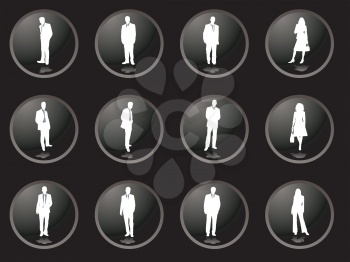 Royalty Free Clipart Image of Buttons With Business People