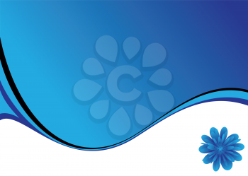 Royalty Free Clipart Image of a Blue and White Background With a Flower in the Corner