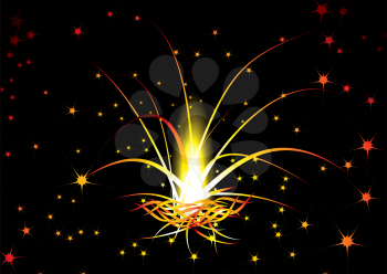 Royalty Free Clipart Image of Fireworks Against a Night Sky
