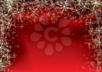 Royalty Free Clipart Image of a Red Background With Snowflakes