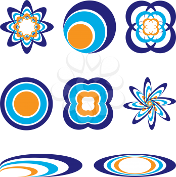 Royalty Free Clipart Image of a Set of Blue and Orange Elements