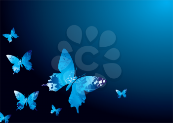 Royalty Free Clipart Image of Blue Butterflies on Blue