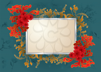 Royalty Free Clipart Image of a Frame With a Floral Background