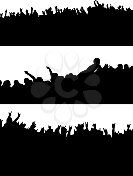 Royalty Free Clipart Image of Three Crowd Scenes