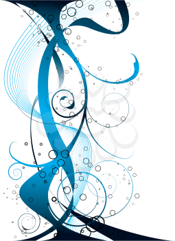 Royalty Free Clipart Image of a Blue Wiggly Ribbon Design