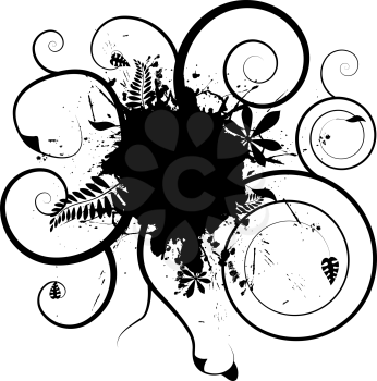 Royalty Free Clipart Image of a Floral Ink Splatter