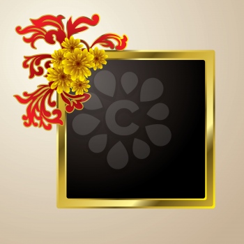 Royalty Free Clipart Image of a Frame With Flowers in the Corner