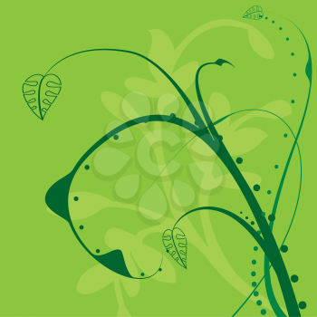 Royalty Free Clipart Image of a Green Background With a Floral Flourish