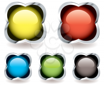 Royalty Free Clipart Image of Five Balls in Silver Frames