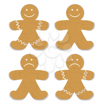 Royalty Free Clipart Image of Four Gingerbread Men